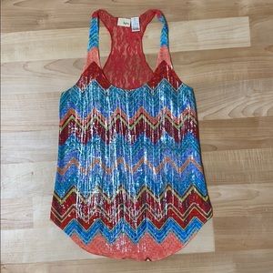 Daytrip multi color tank with lace back.